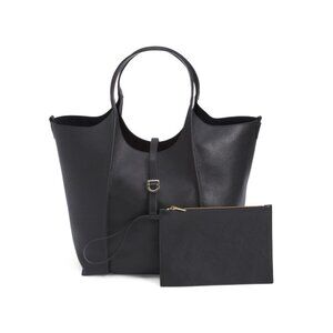 ROCAI Black Leather Tote With Inside Pouch